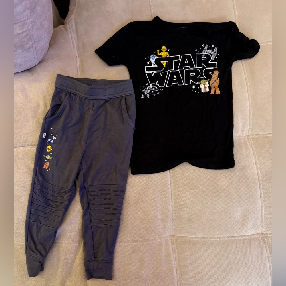 Little Sleepies Star Wars Gray Joggers & Shirt - comes with 2 pairs of joggers